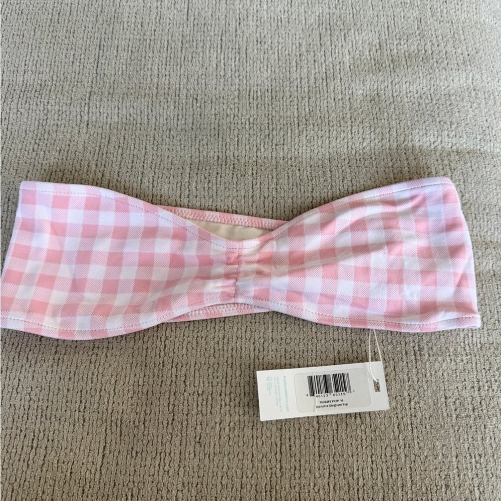 Frankie's Bikinis Pink and White Checkered Bandeau